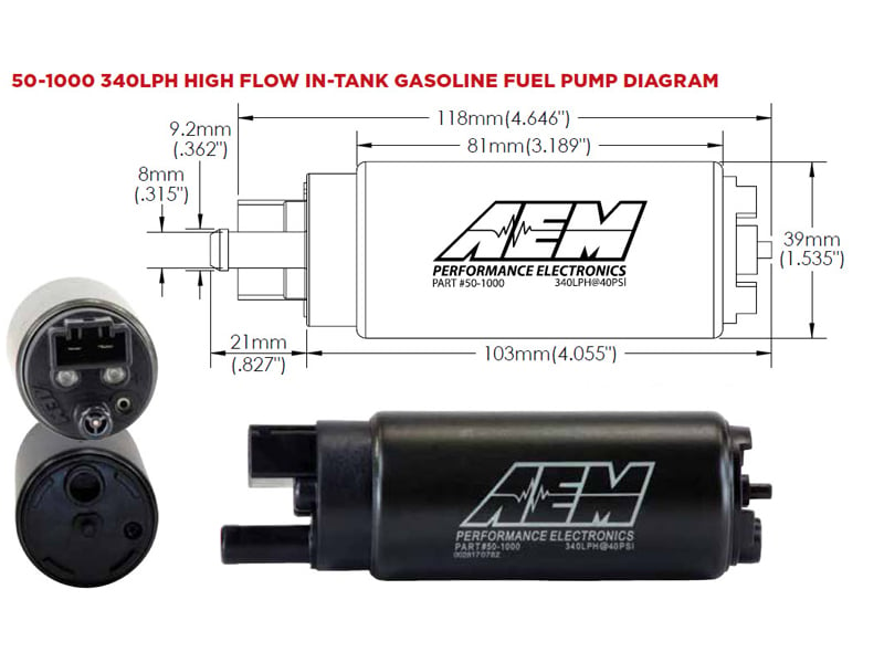 AEM 340 LPH High Flow In-Tank Fuel Pump (Non E85)