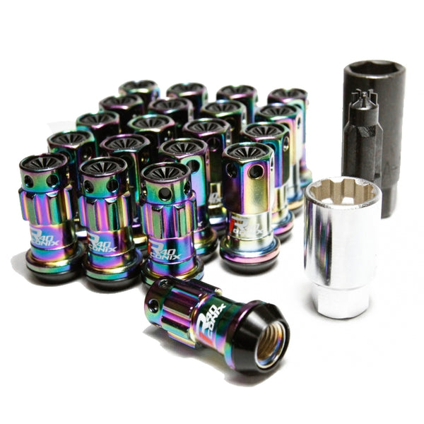 Project Kics 12X1.25 R40 Iconix Neochrome Lug Nut Lock Set - 4
