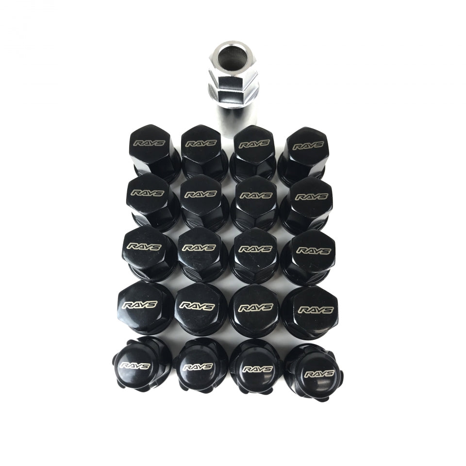 RAYS 19 Hex Lug Nut and Lock Set - Black